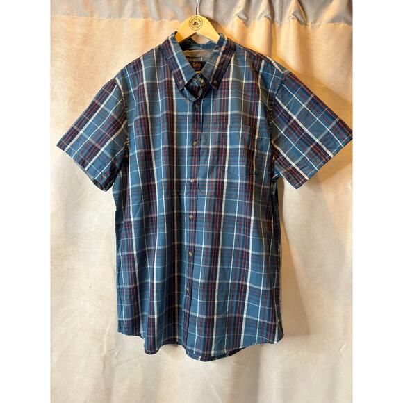 Lee Plaid Men's Button Up Short Sleeve Shirt Size XL NWOT - Picture 1 of 7